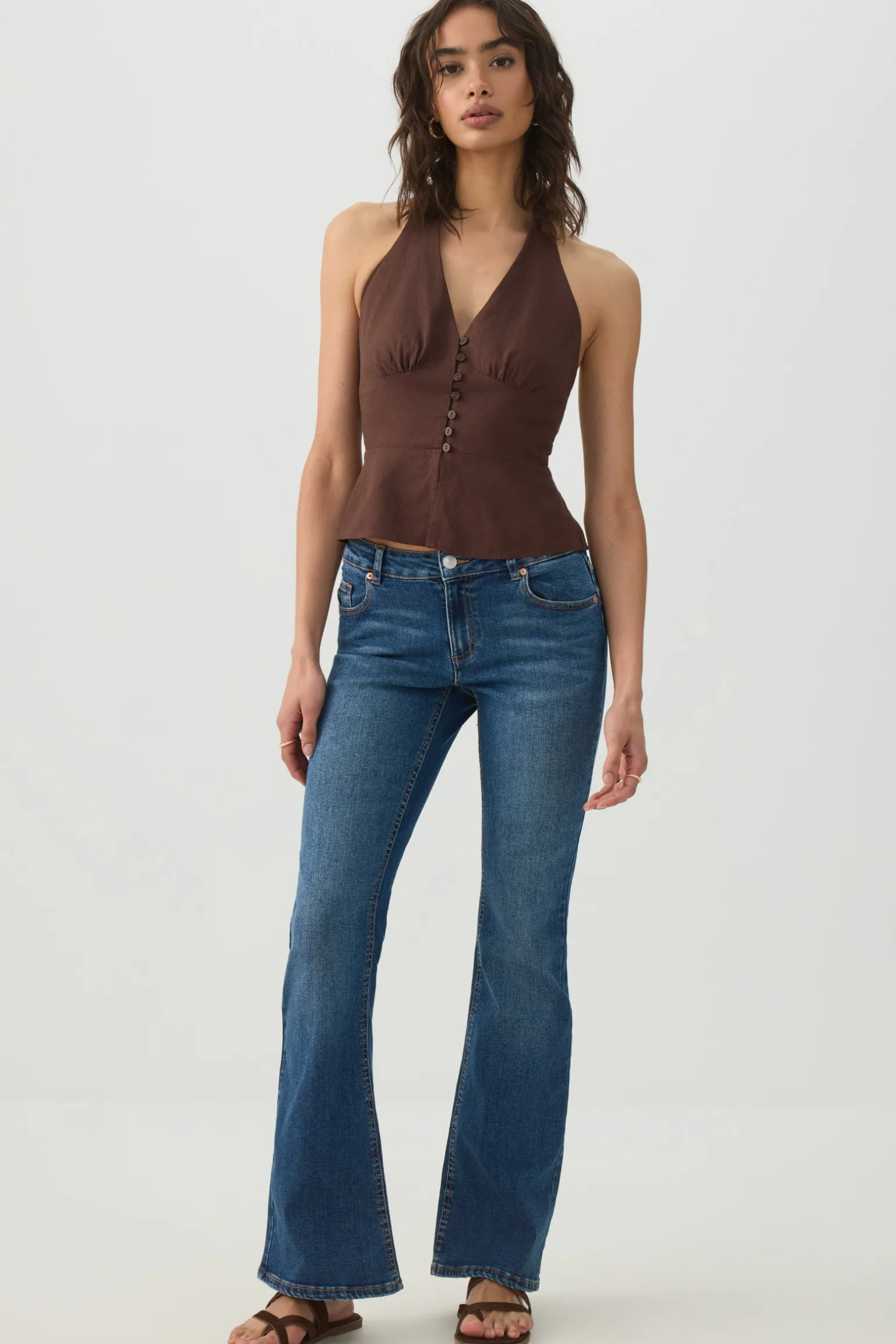 Mid Rise Flare Leg Jean