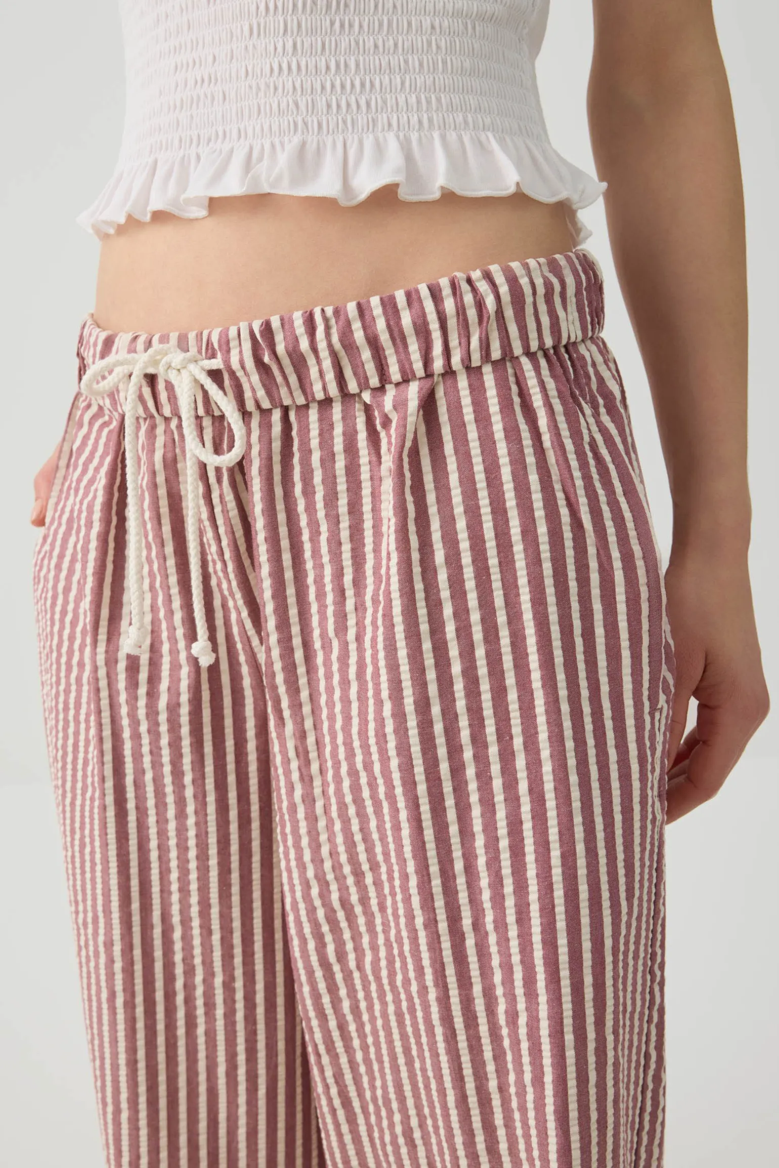 Mid Rise Foldover Wide Leg Pants