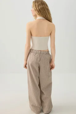 Mid Rise Foldover Wide Leg Pants