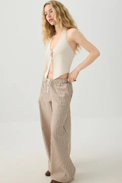 Mid Rise Foldover Wide Leg Pants