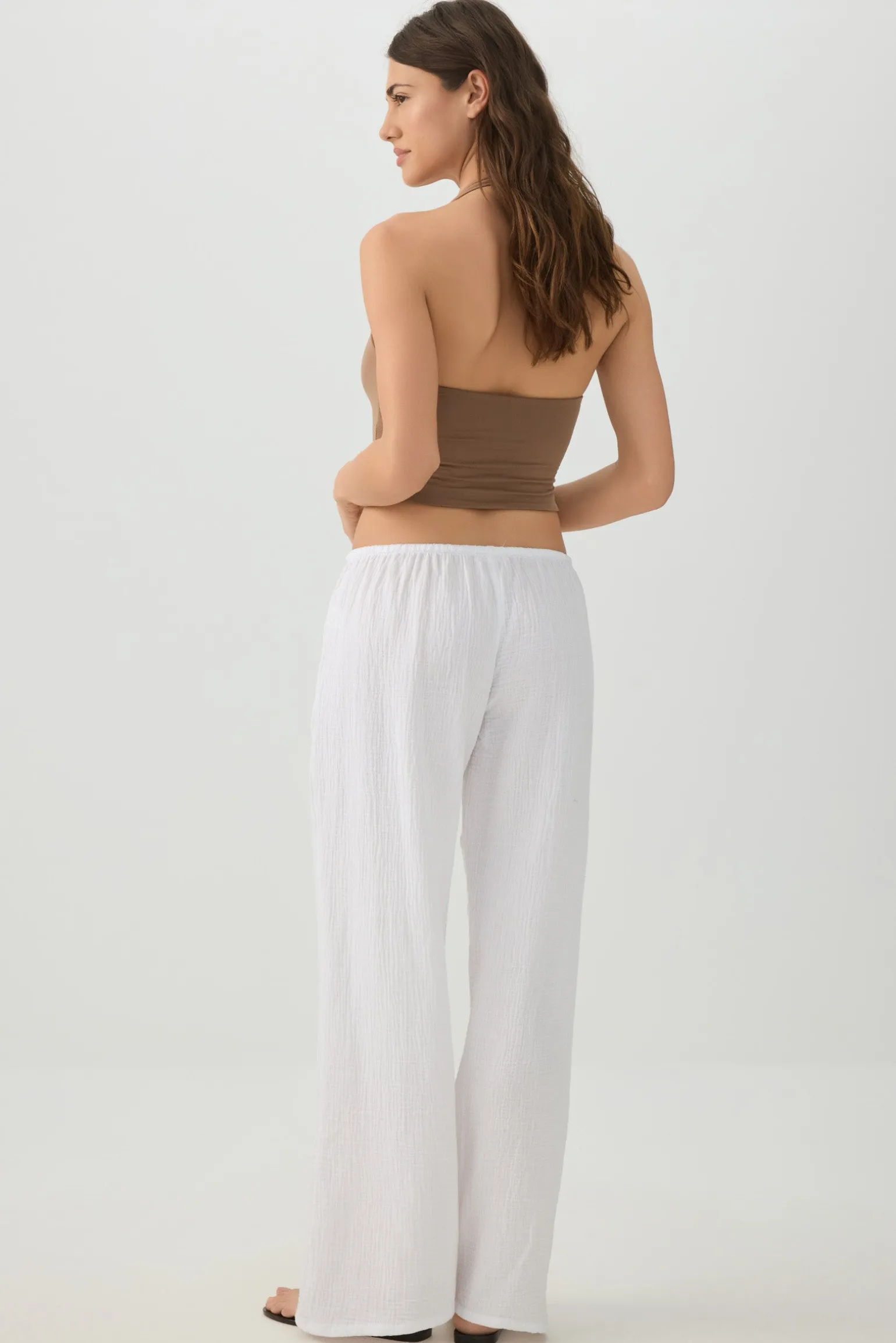 Mid Rise Pull On Wide Leg Pant