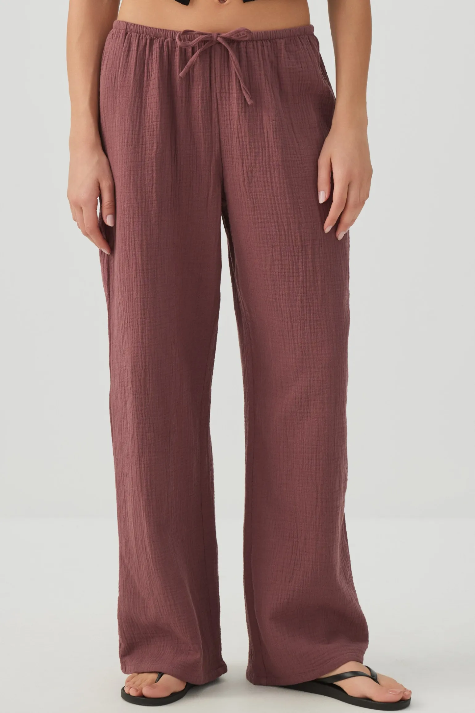 Mid Rise Pull On Wide Leg Pant