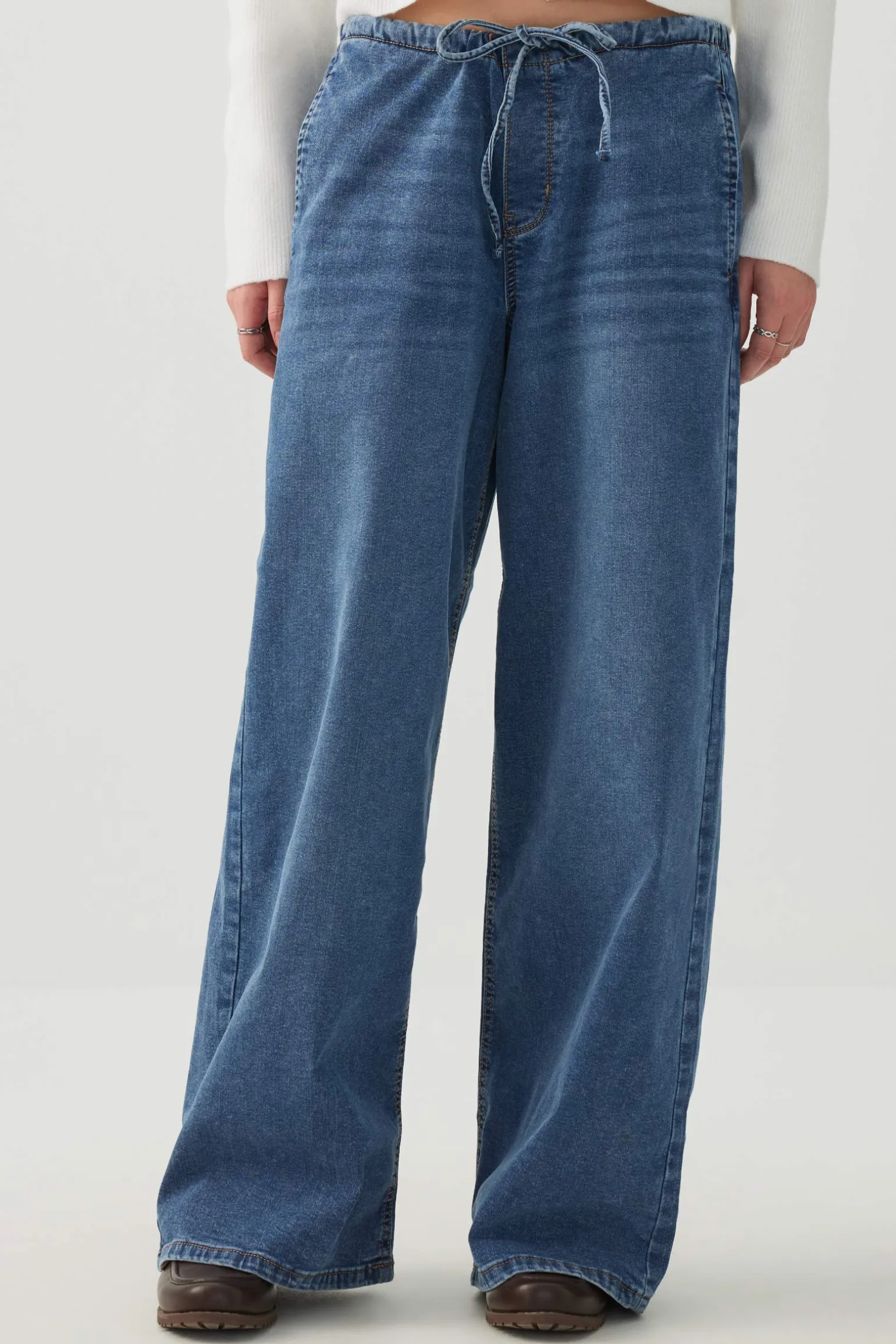 Mid Rise Wide Leg Knit Jean