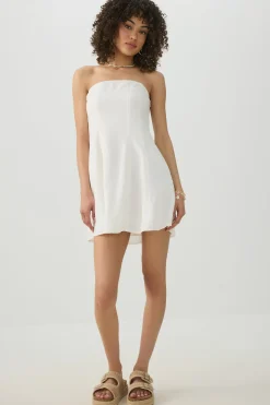 Mini Linen-Blend Tube Top Dress