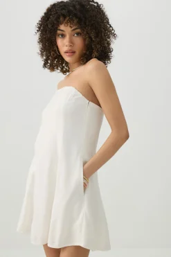 Mini Linen-Blend Tube Top Dress