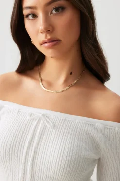 Off Shoulder Cable Knit Sweater