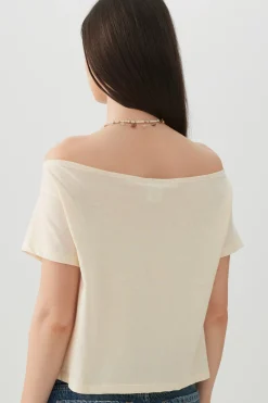 Off Shoulder Crop Graphic T-shirt