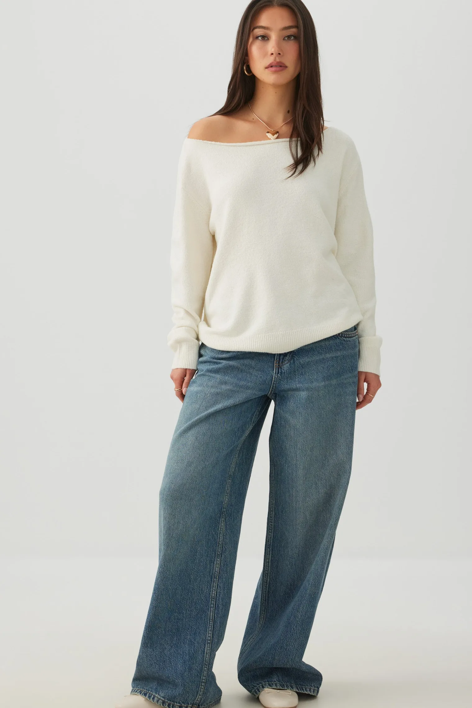 Off Shoulder Knit Sweater