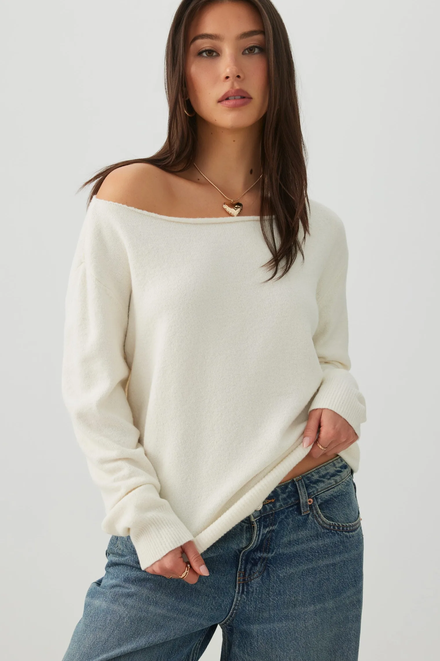 Off Shoulder Knit Sweater