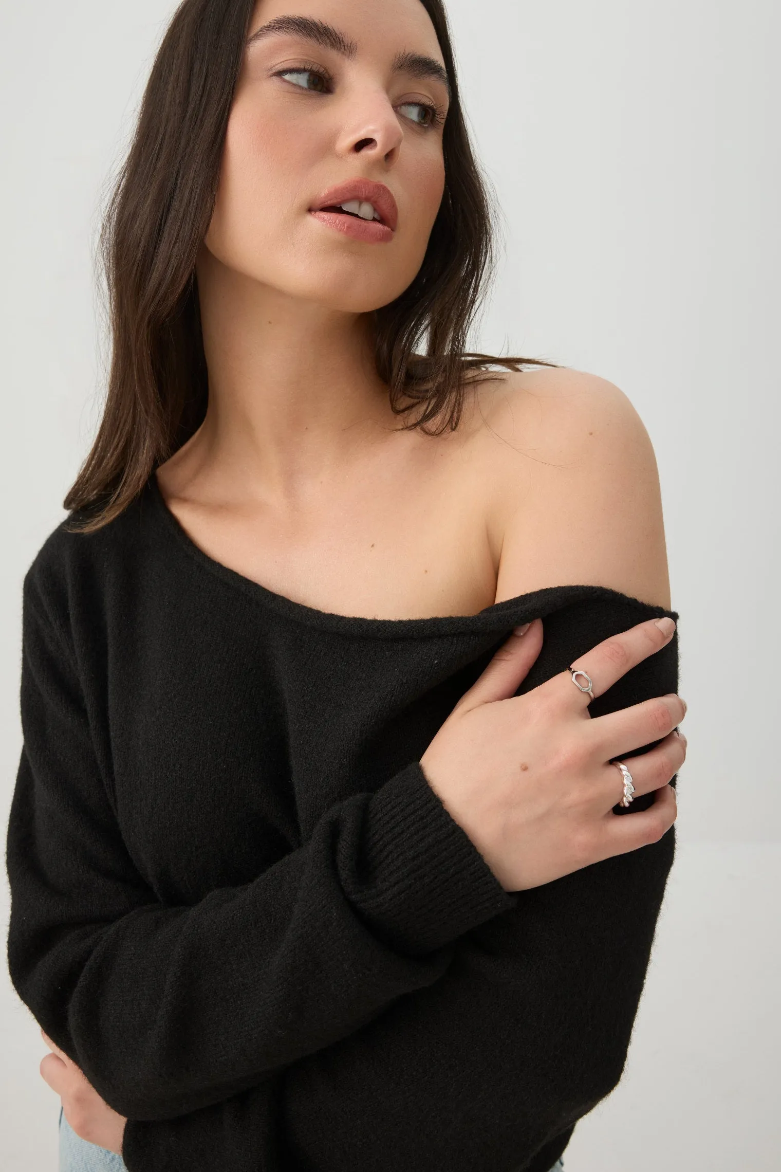 Off Shoulder Knit Sweater