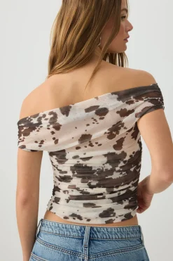 Off Shoulder Mesh Top