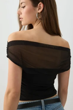 Off Shoulder Mesh Top