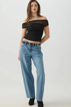 Off Shoulder Mesh Top