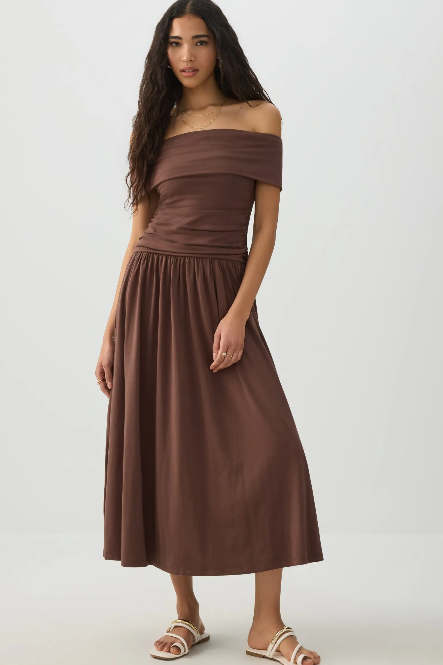 Off Shoulder Midi Dress