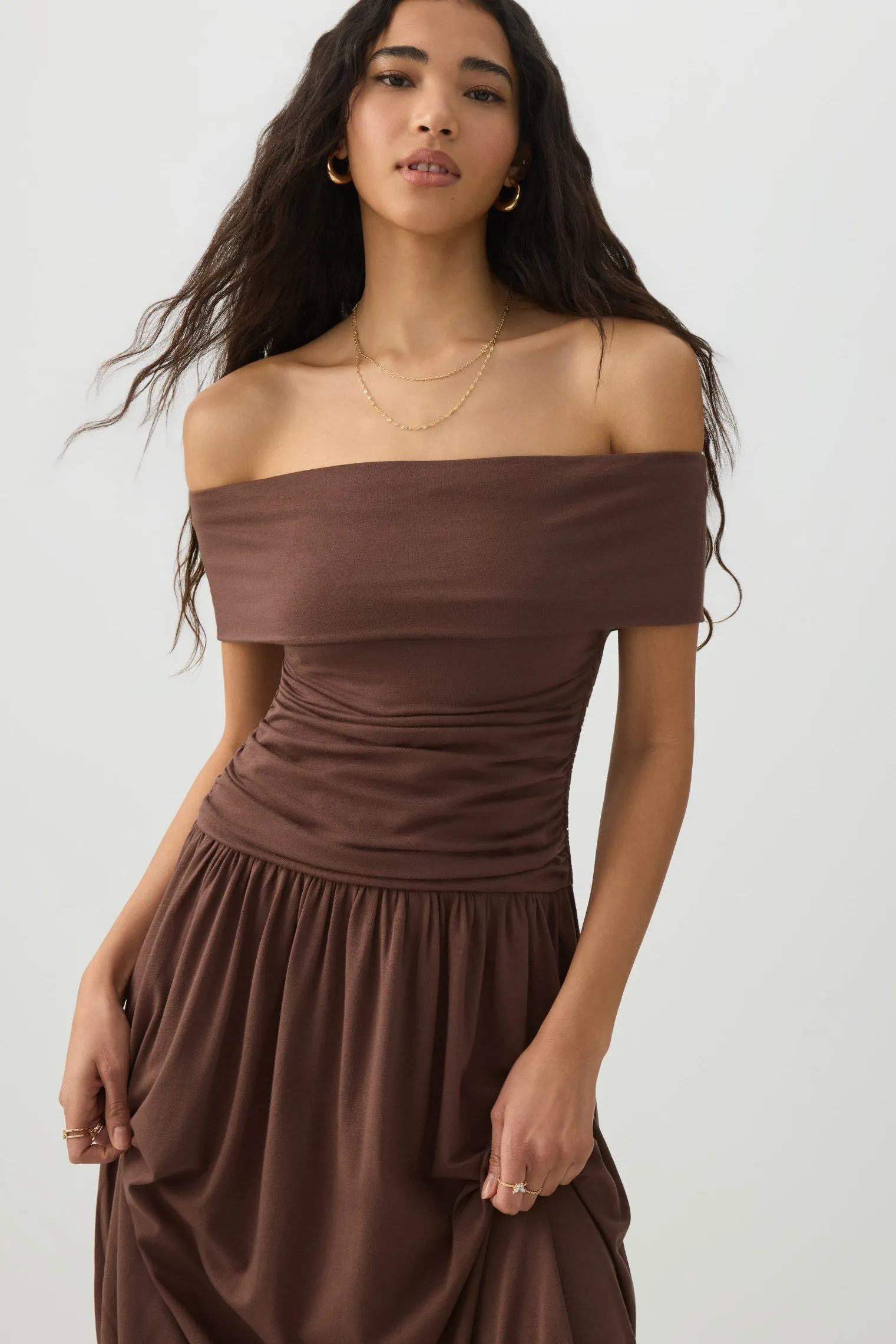 Off Shoulder Midi Dress