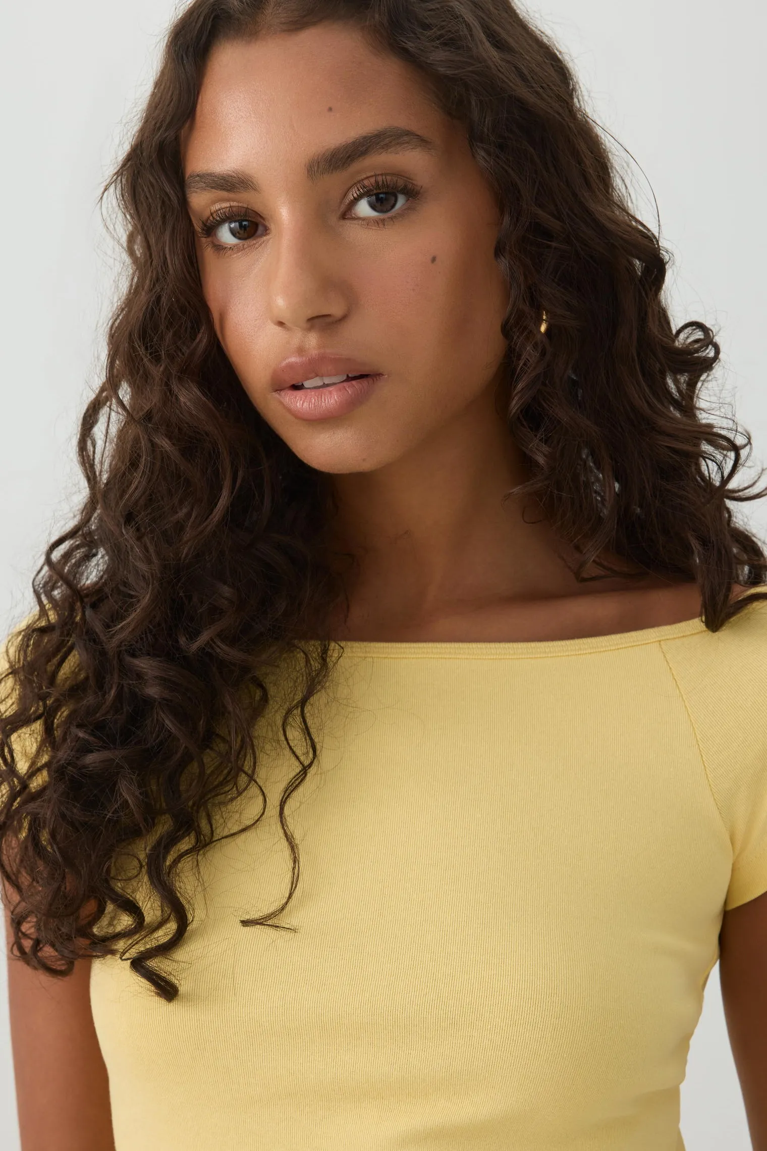 Off Shoulder Rib Crop Top