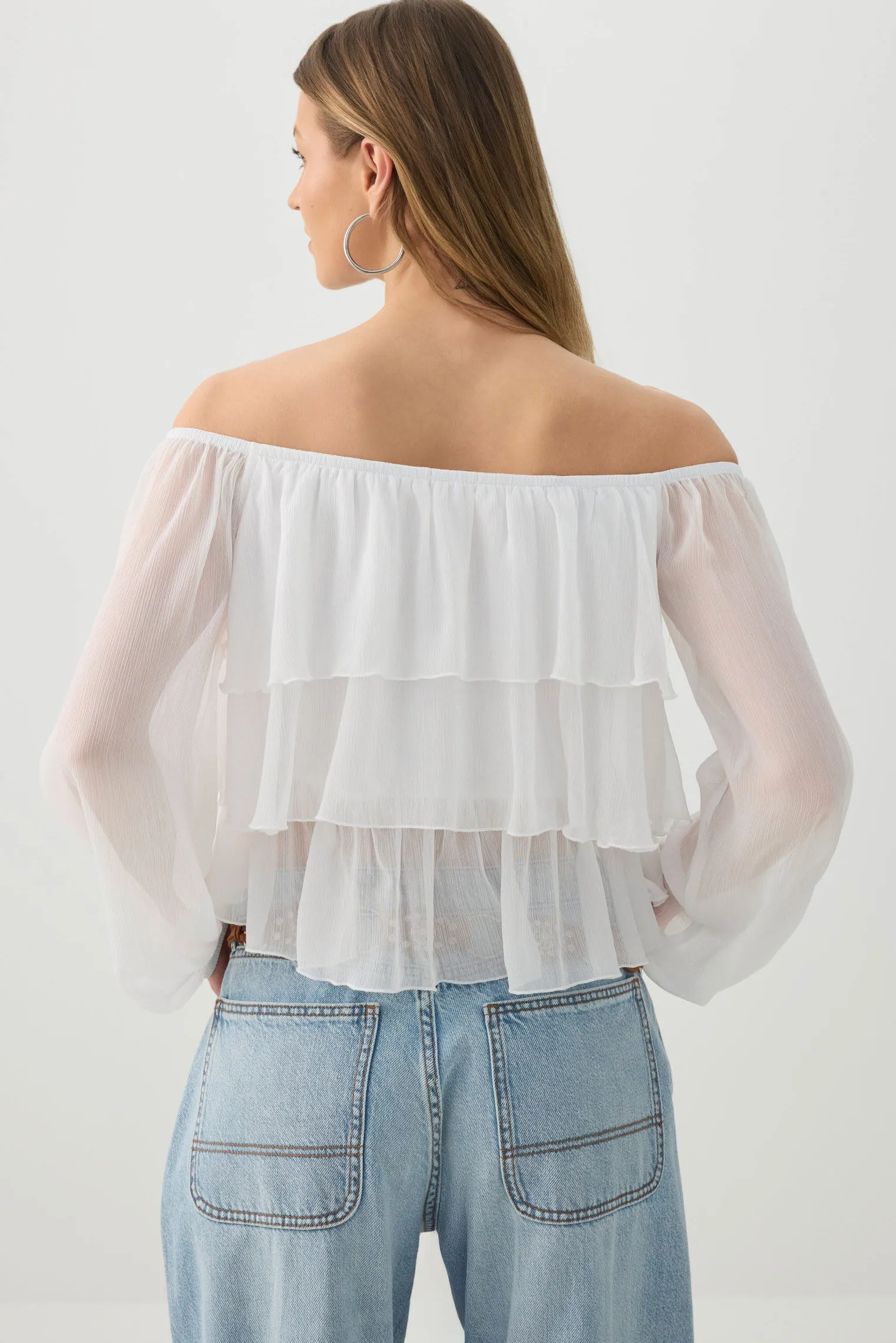 Off Shoulder Tiered Blouse