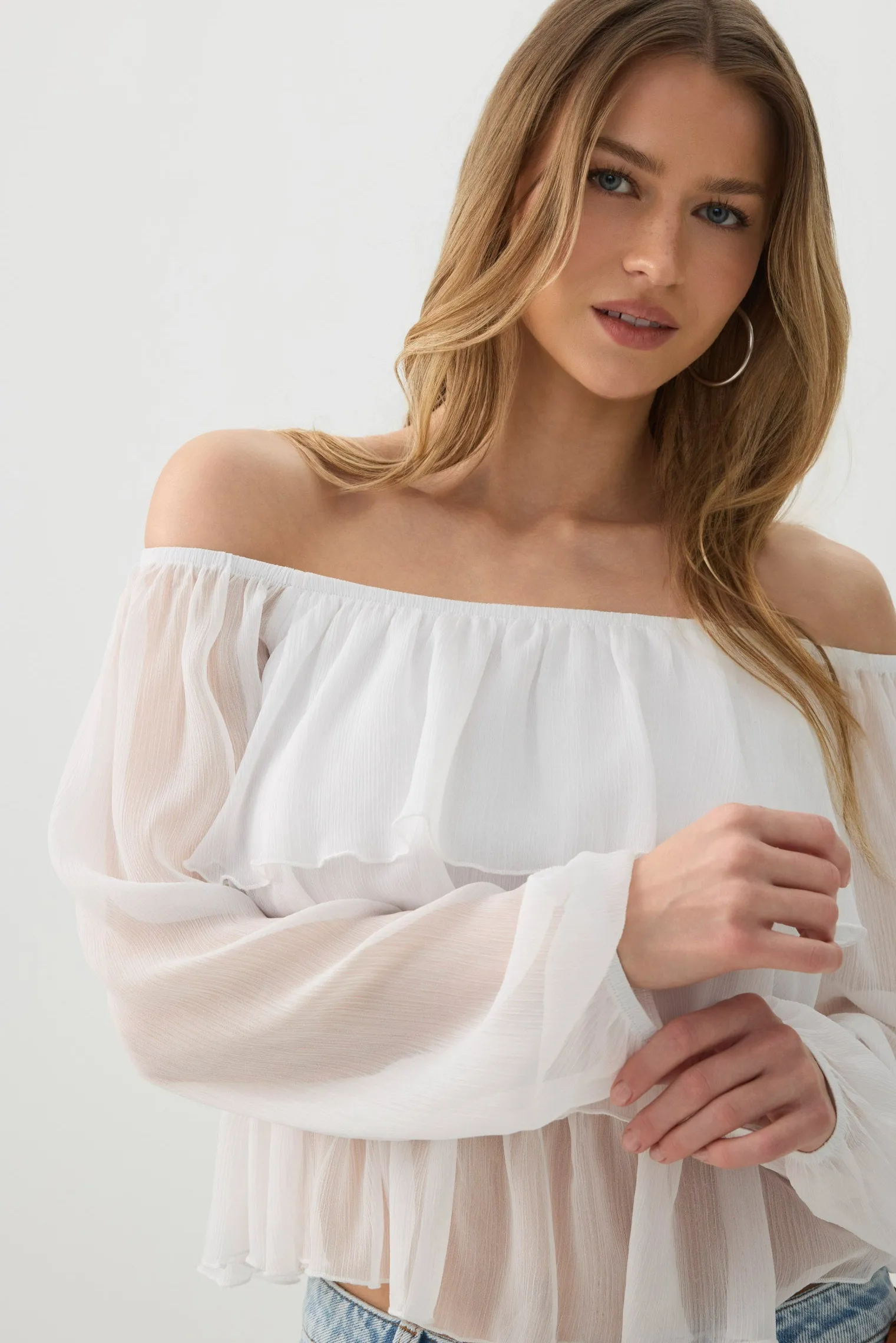 Off Shoulder Tiered Blouse