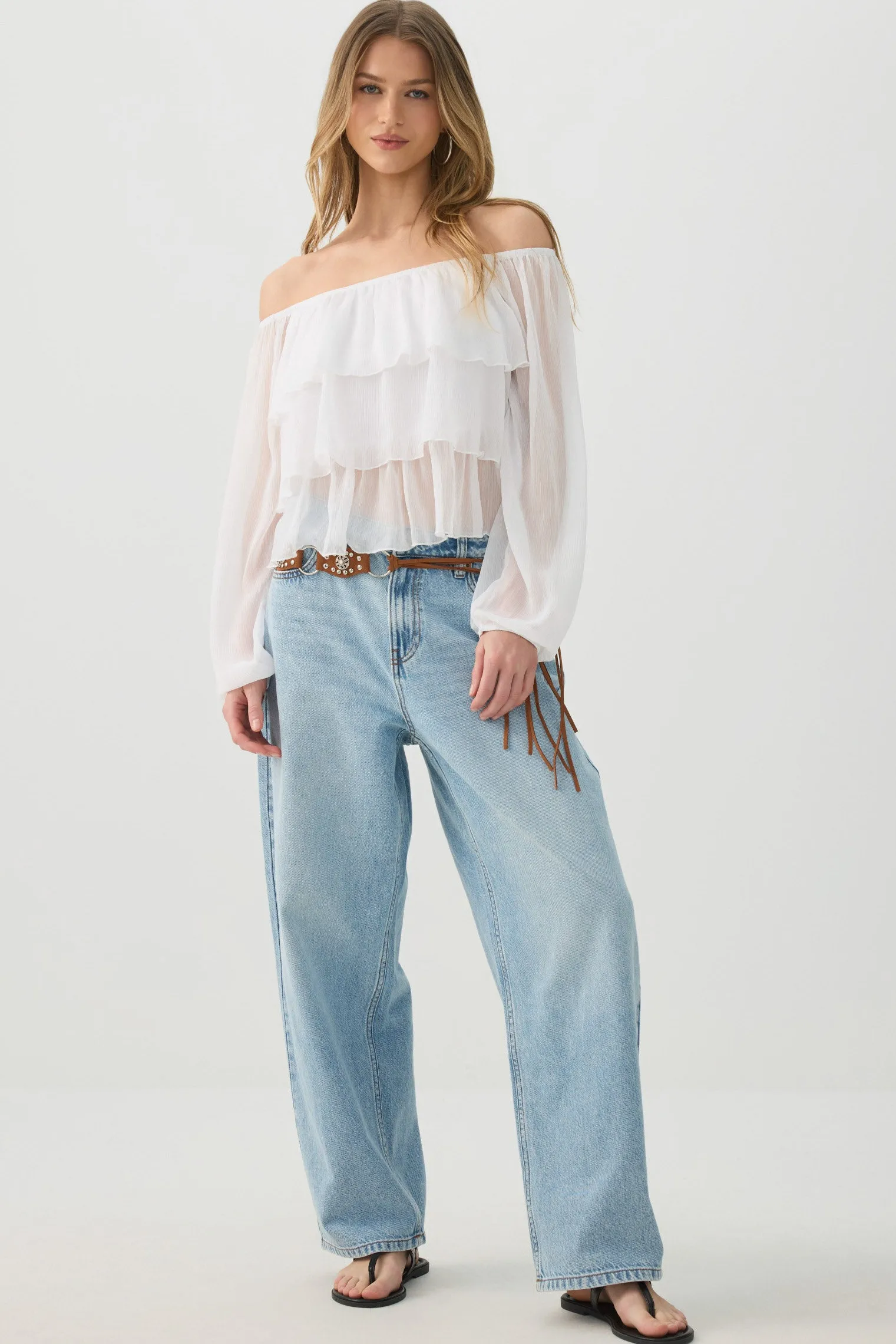 Off Shoulder Tiered Blouse