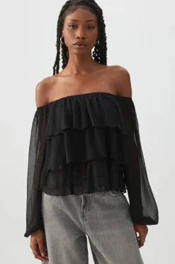Off Shoulder Tiered Blouse