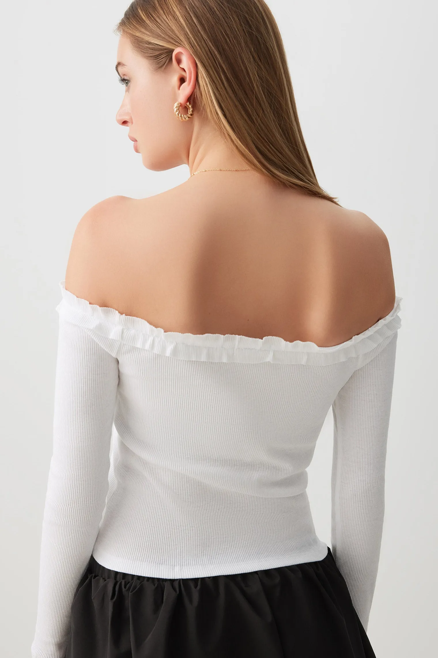 Off Shoulder Top with Ruched Trim