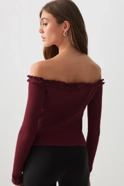 Off Shoulder Top with Ruched Trim