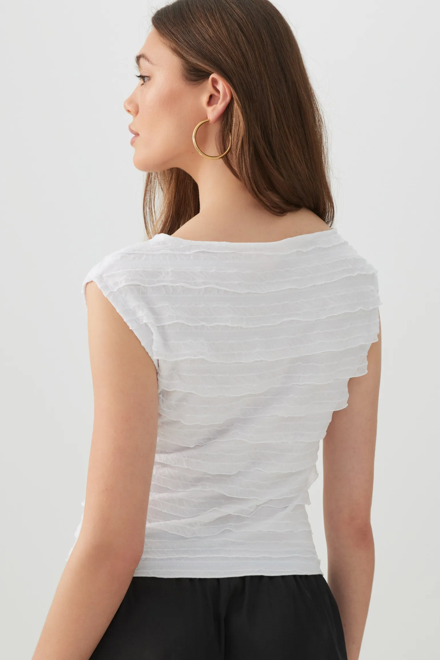 One Shoulder Ruffle Crop Top