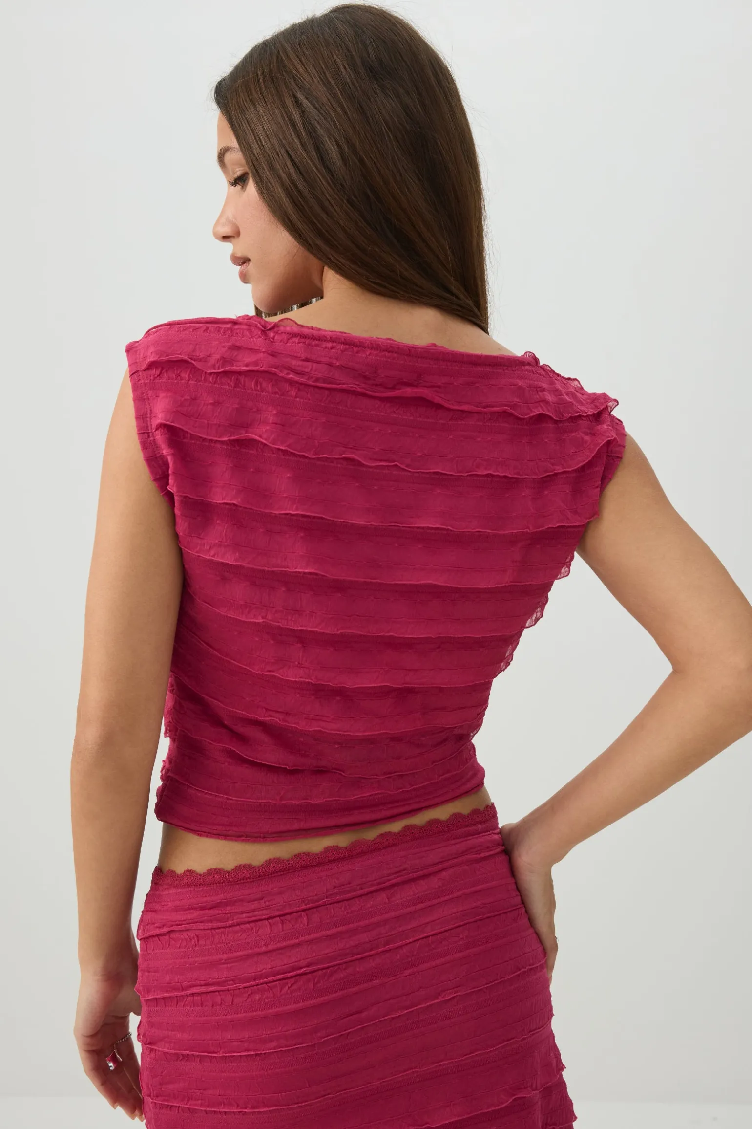 One Shoulder Ruffle Crop Top