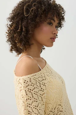 Open Knit Boat Neck Sweater