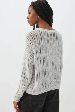 Open Stitch Crew Neck Sweater