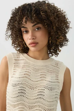 Open Stitch Cropped Sweater Vest