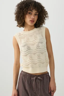 Open Stitch Cropped Sweater Vest