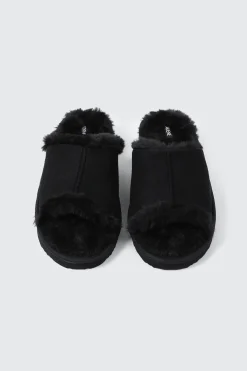 Open Toe Faux Suede Slippers