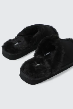 Open Toe Faux Suede Slippers
