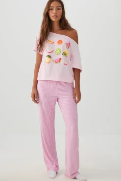 Oversized Off Shoulder PJ T-Shirt