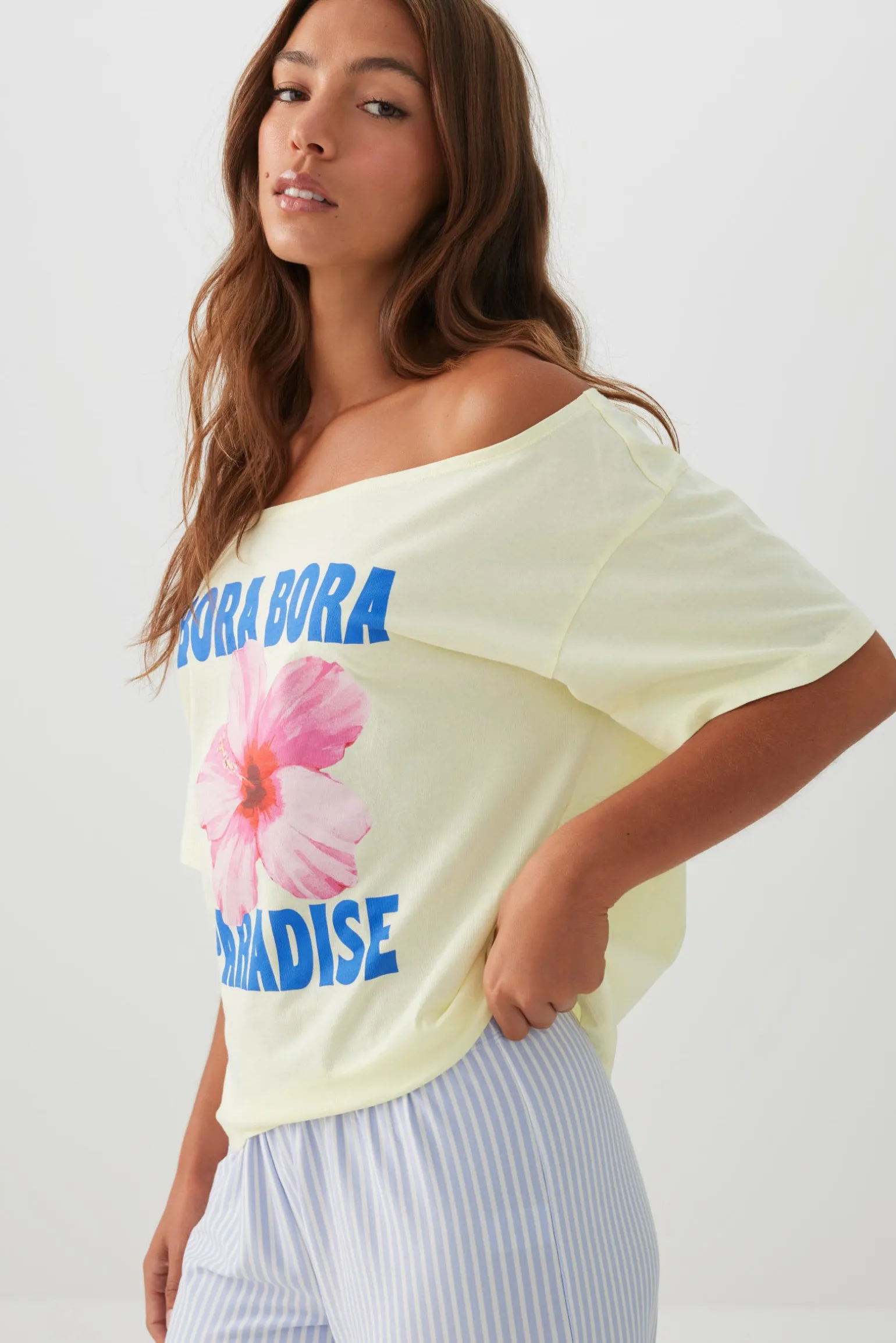 Oversized Off Shoulder PJ T-Shirt