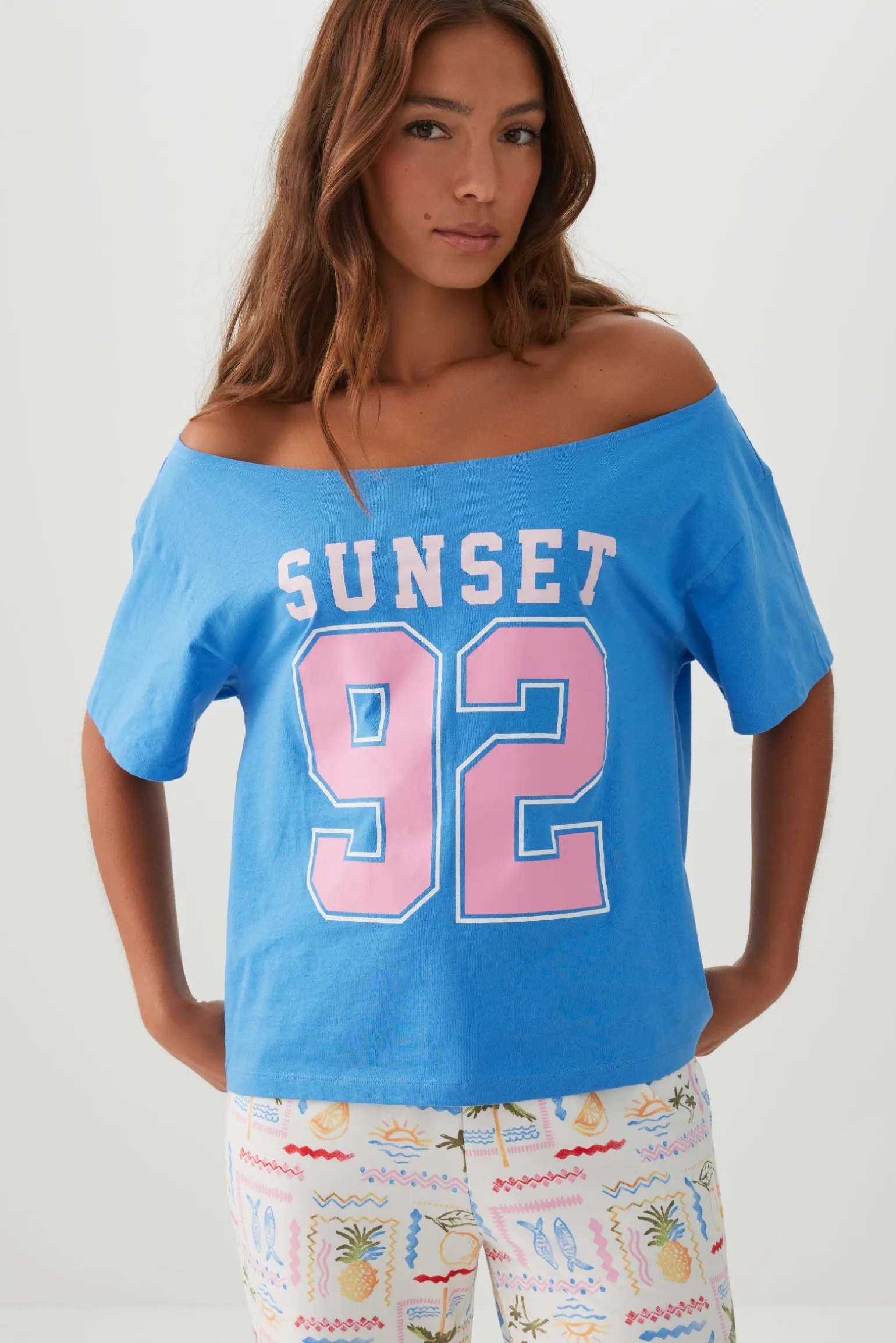 Oversized Off Shoulder PJ T-Shirt