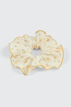 Oversized Pleated Floral Scrunchie