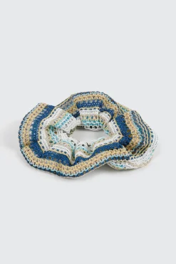 Oversized Striped Crochet Scrunchie