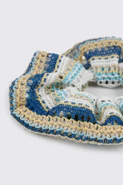 Oversized Striped Crochet Scrunchie