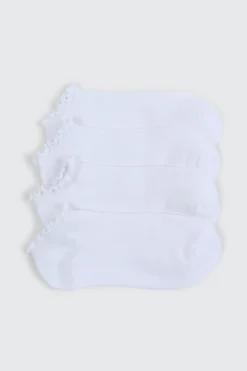 4-Pack Ankle Socks with Ruffled Edge