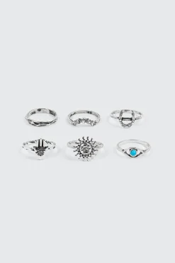 6-Pack Antique Silver Rings