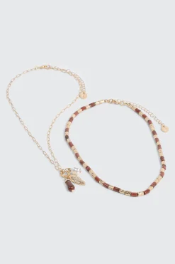 2-Pack Beaded Charm Necklace Set