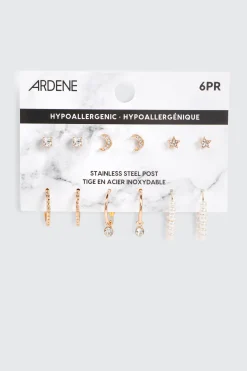6-Pack Celestial Hoop and Stud Earrings