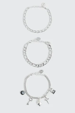 3-Pack Charm Chain Bracelets