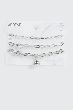 3-Pack Chunky Chain Bracelets with Sphere Charm