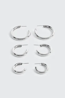 3-Pack Chunky Hoop Earrings