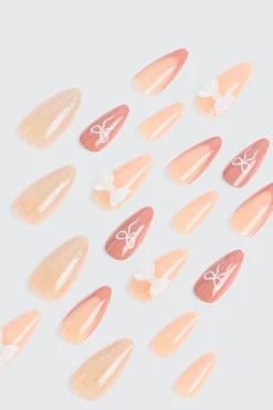 20-Pack Fake Nails with Bow Detail