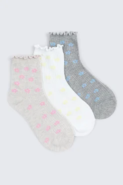 3-Pack Floral Demi Crew Socks