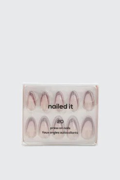20 Pack French Tip Almond Press On Nails